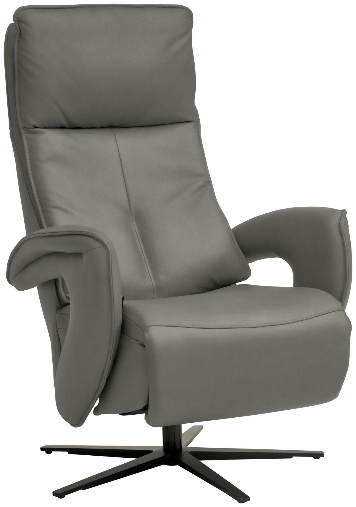 RELAXSESSEL in Leder Grau  - Schwarz/Grau, Design, Leder/Metall (77/119/87cm) - Valdera