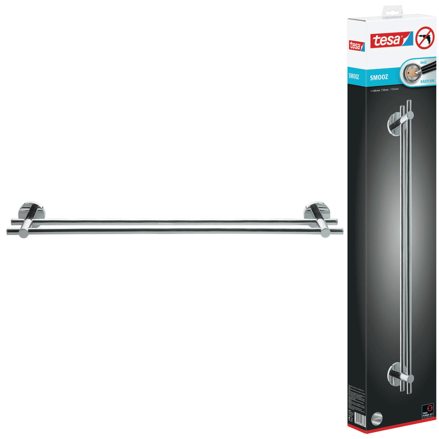 Tesa Handtuchstange Smooz Chrom 64x11.5x5 cm