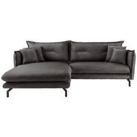 ECKSOFA in Lederlook Anthrazit  - Anthrazit/Schwarz, Modern, Textil/Metall (180/255cm) - Livetastic