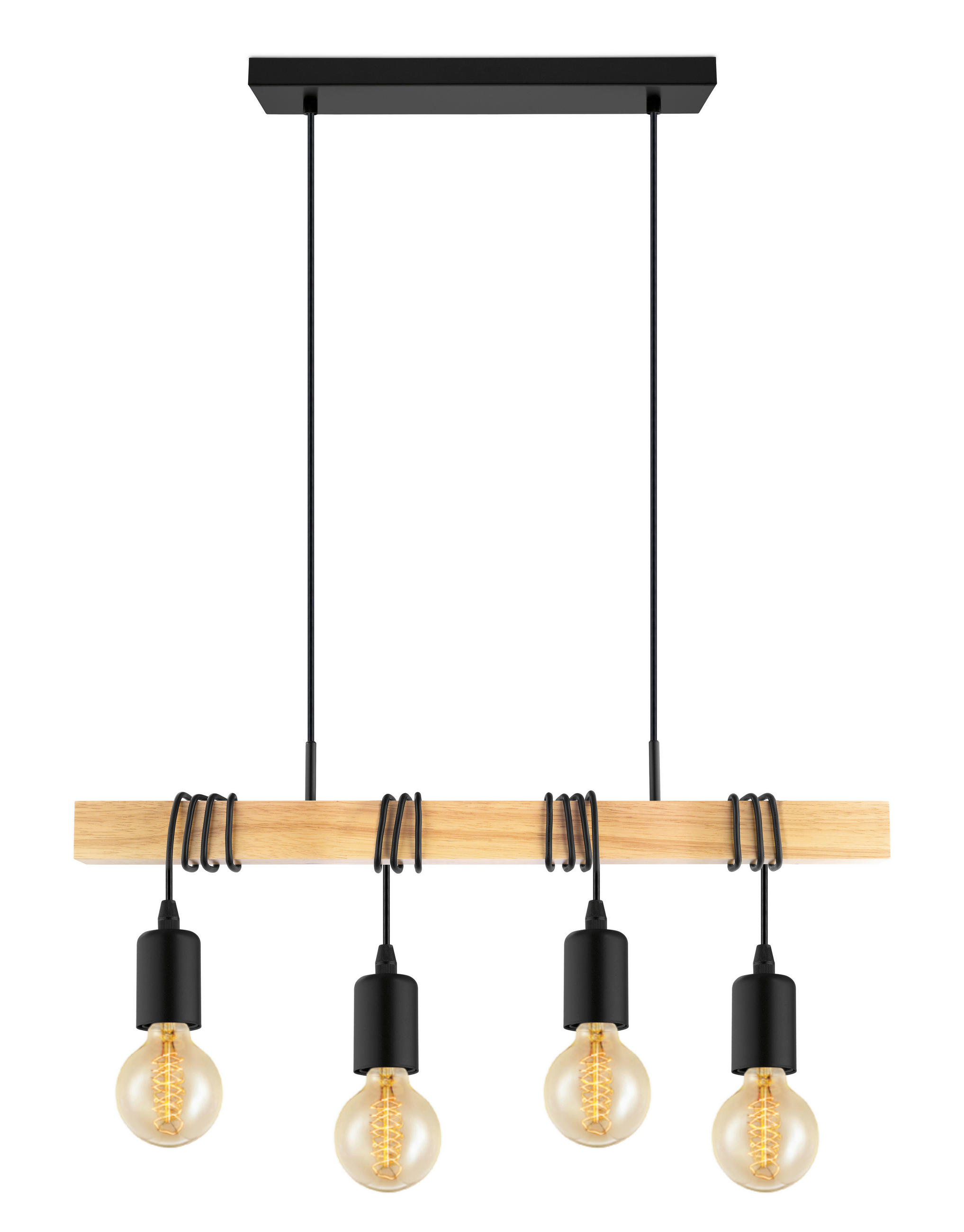 HÄNGLAMPA Townshend 70/10,5/110 cm  - brun/svart, Lifestyle, metall/trä (70/10,5/110cm) - Eglo