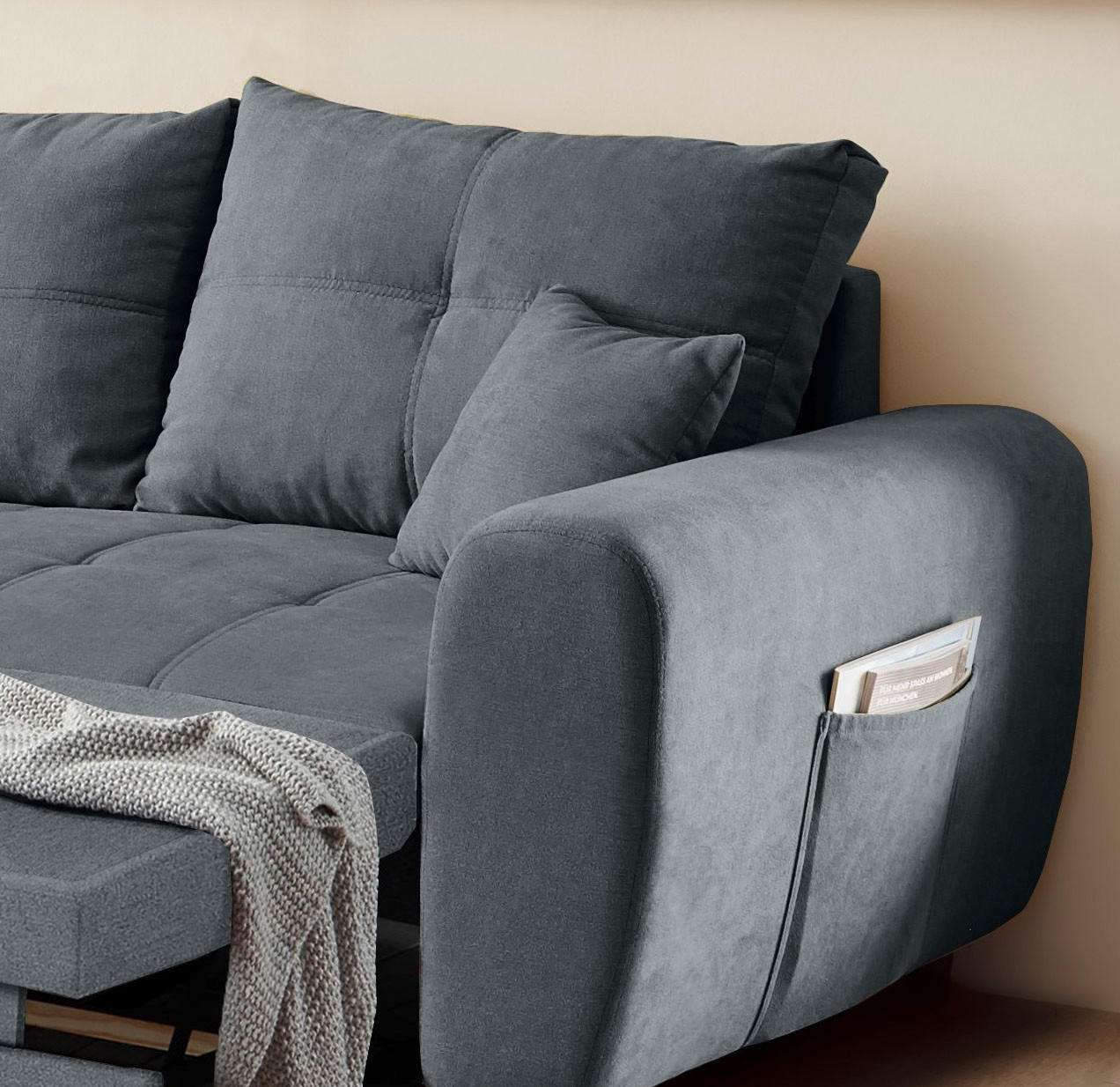 HÖRNSOFFA i mikrovelour antracit  - antracit, Basics, trämaterial/textil (176/248cm) - MID.YOU