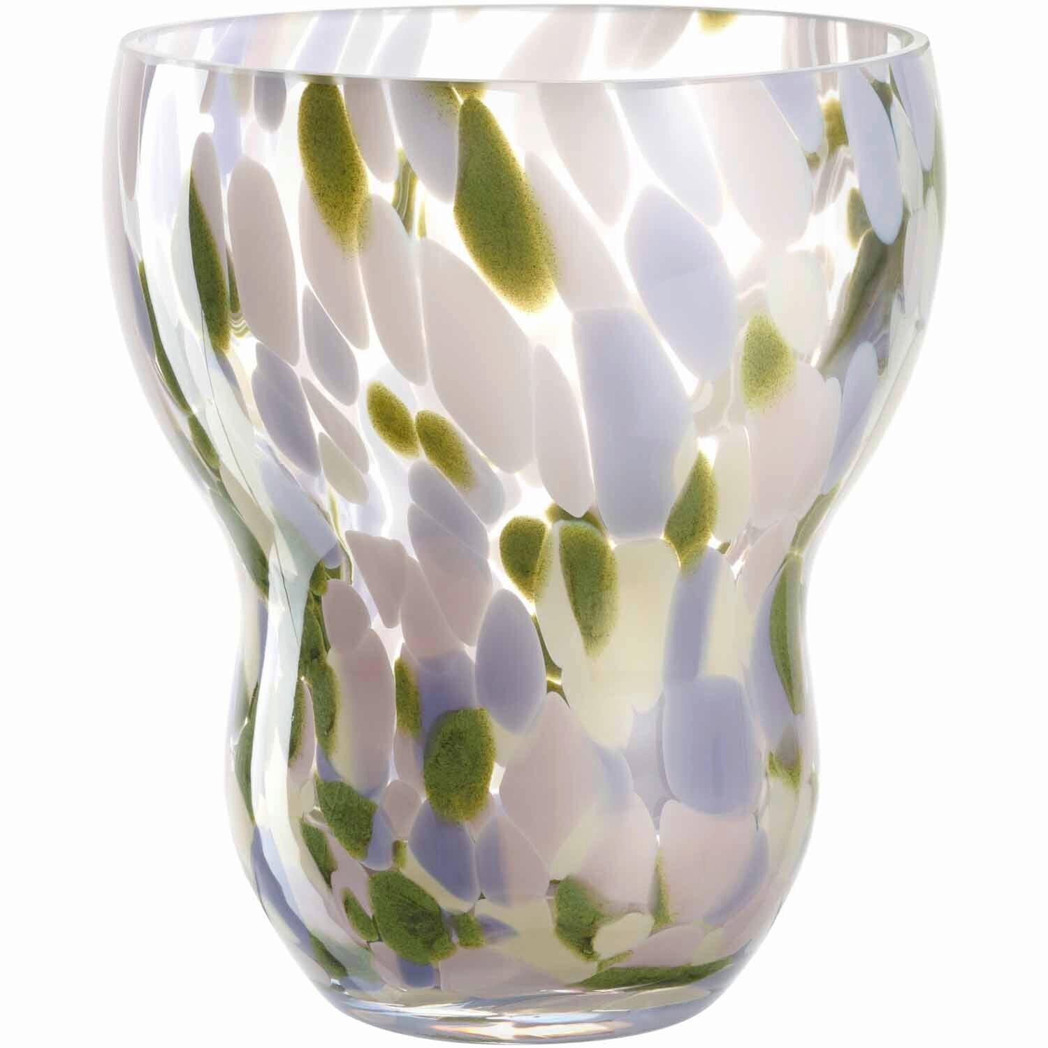 VÁZA 15 cm  - fehér/orgona, Design, Üveg (13/15/13cm) - Leonardo