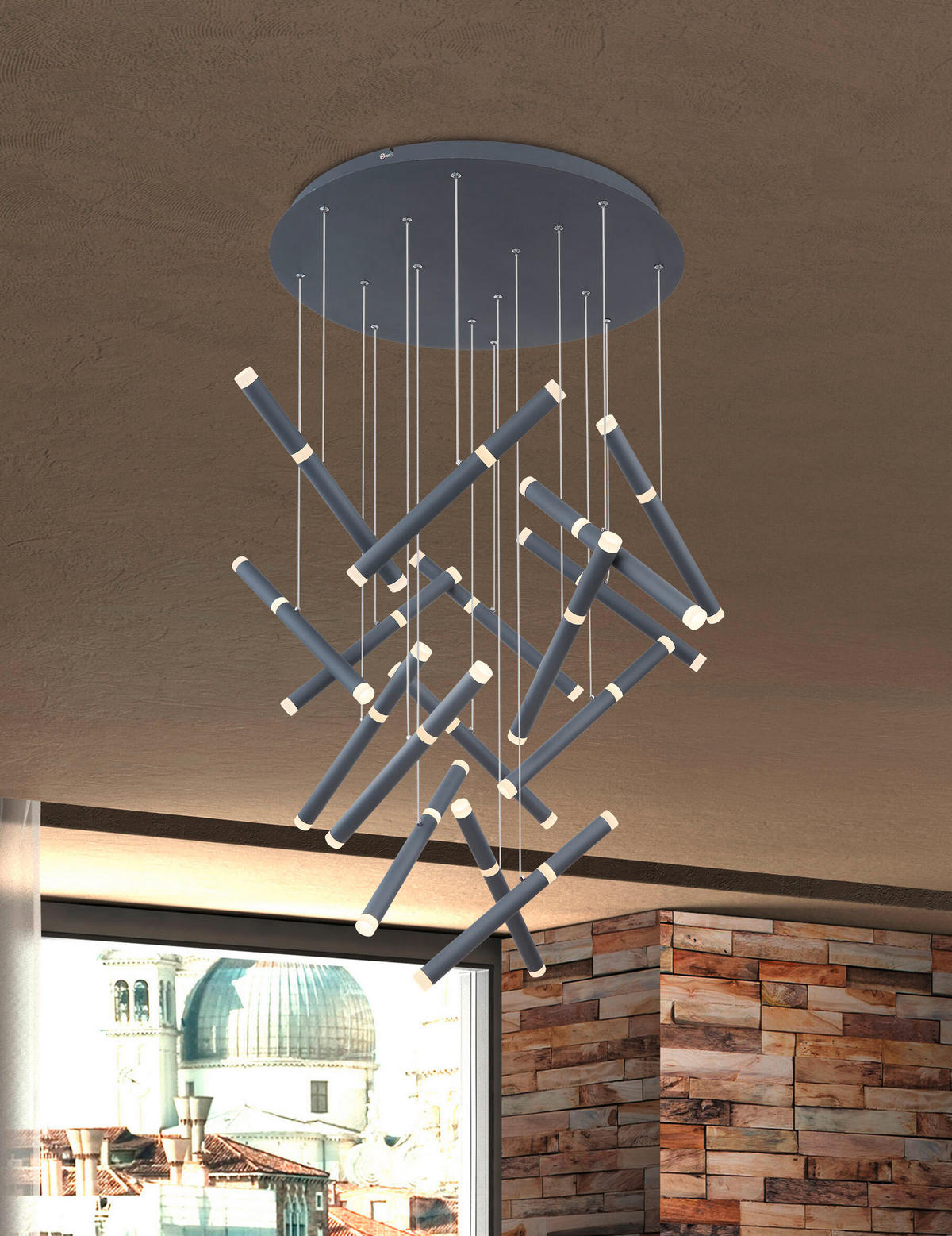 VISEČA LED-SVETILKA  KELSY //4000 K/230 V/ - barve grafita/opal, Trendi, kovina/umetna masa (85/250cm)