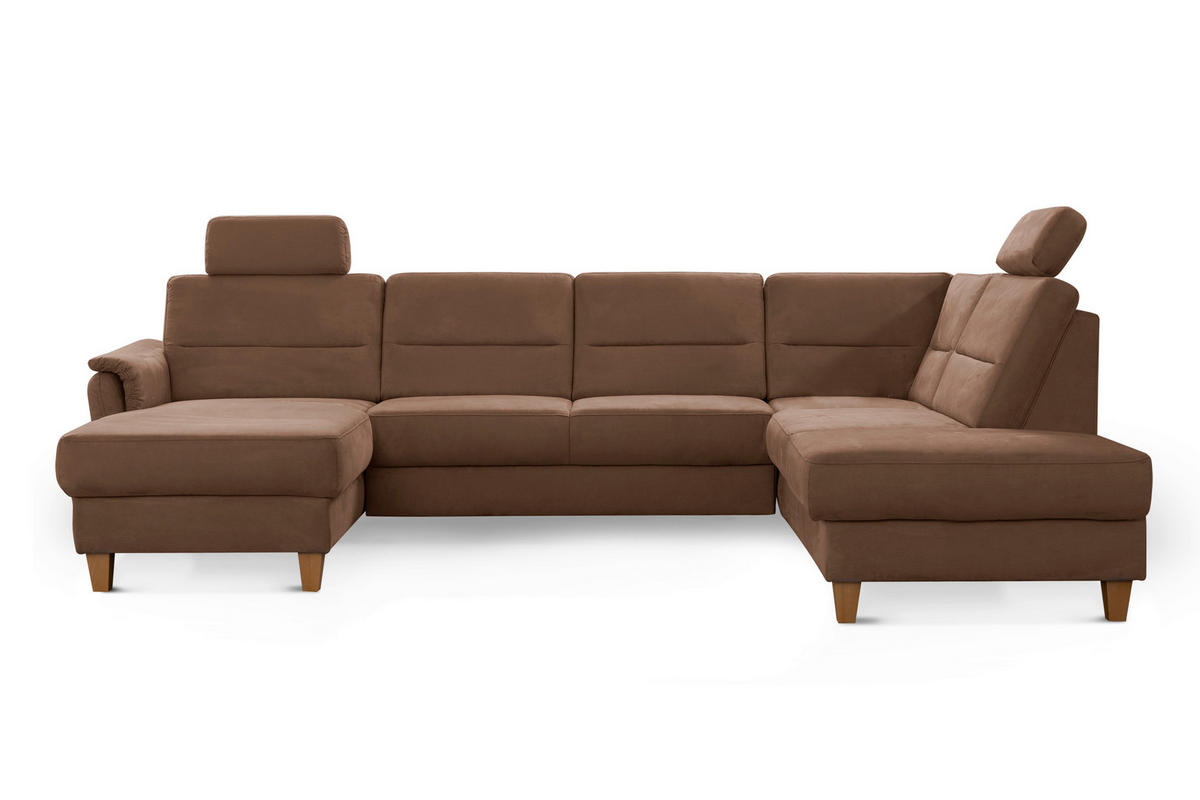 WOHNLANDSCHAFT in Mikrofaser Braun  - Eichefarben/Braun, Konventionell, Holz/Textil (163/308/212cm) - Sit & More
