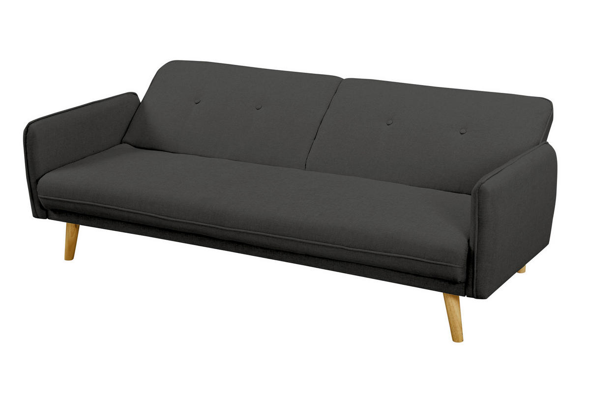 3-SITZER-SOFA in Struktur Dunkelgrau  - Dunkelgrau/Naturfarben, MODERN, Holz/Textil (188/80/85cm) - Livetastic