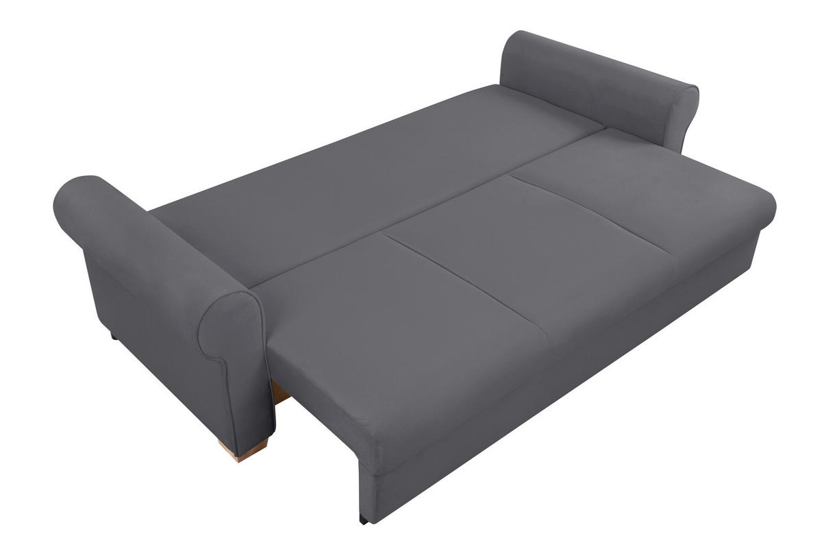 SCHLAFSOFA  mit Bettkasten erhältlich, Liegefunktion, Rücken echt, Armteil links, Armteil rechts Dunkelgrau  - Dunkelgrau/Buchefarben, Design, Holz/Textil (240/94/98cm) - MID.YOU