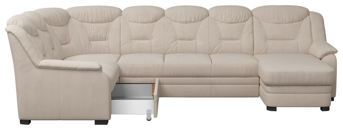 WOHNLANDSCHAFT  in Chenille Beige  - Beige/Schwarz, Basics, Kunststoff/Textil (211/330/162cm) - MID.YOU