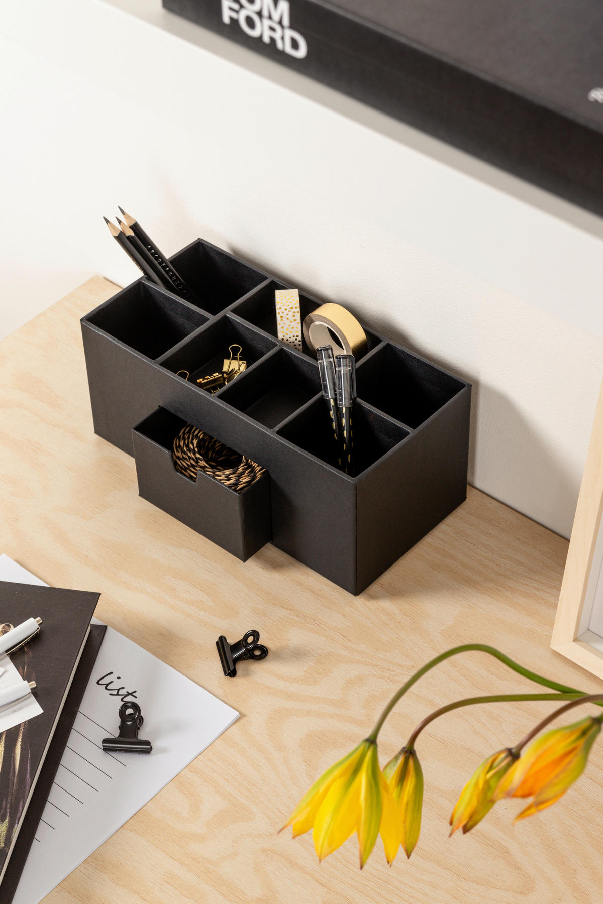 TISCHORGANIZER    12/24.5/10.5 cm  - Schwarz, Basics, Karton/Papier (12/24.5/10.5cm)