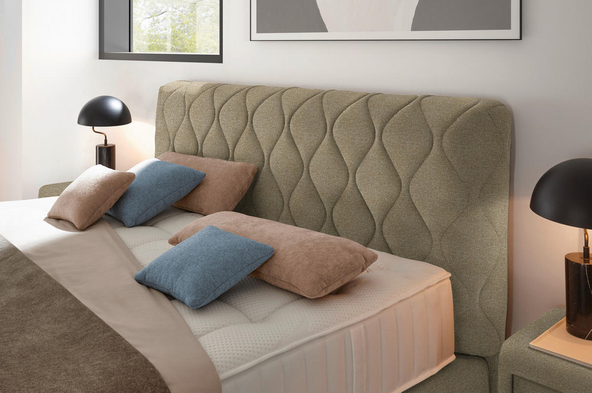 BOXSPRINGBETT 160/200 cm  in Beige  - Beige/Schwarz, Design, Kunststoff/Textil (160/200cm) - Johann Jakob