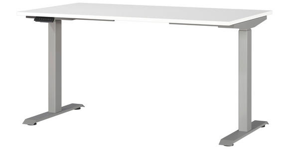 SCHREIBTISCH 140/80/72-118 cm  in Silberfarben, Weiß  - Silberfarben/Weiß, MODERN, Holzwerkstoff/Metall (140/80/72-118cm) - Novel