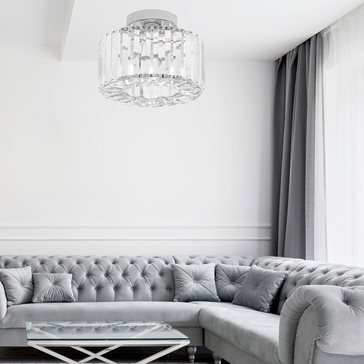 DECKENLEUCHTE     - Chromfarben, KONVENTIONELL, Glas (18.6/24.5/24.5cm)