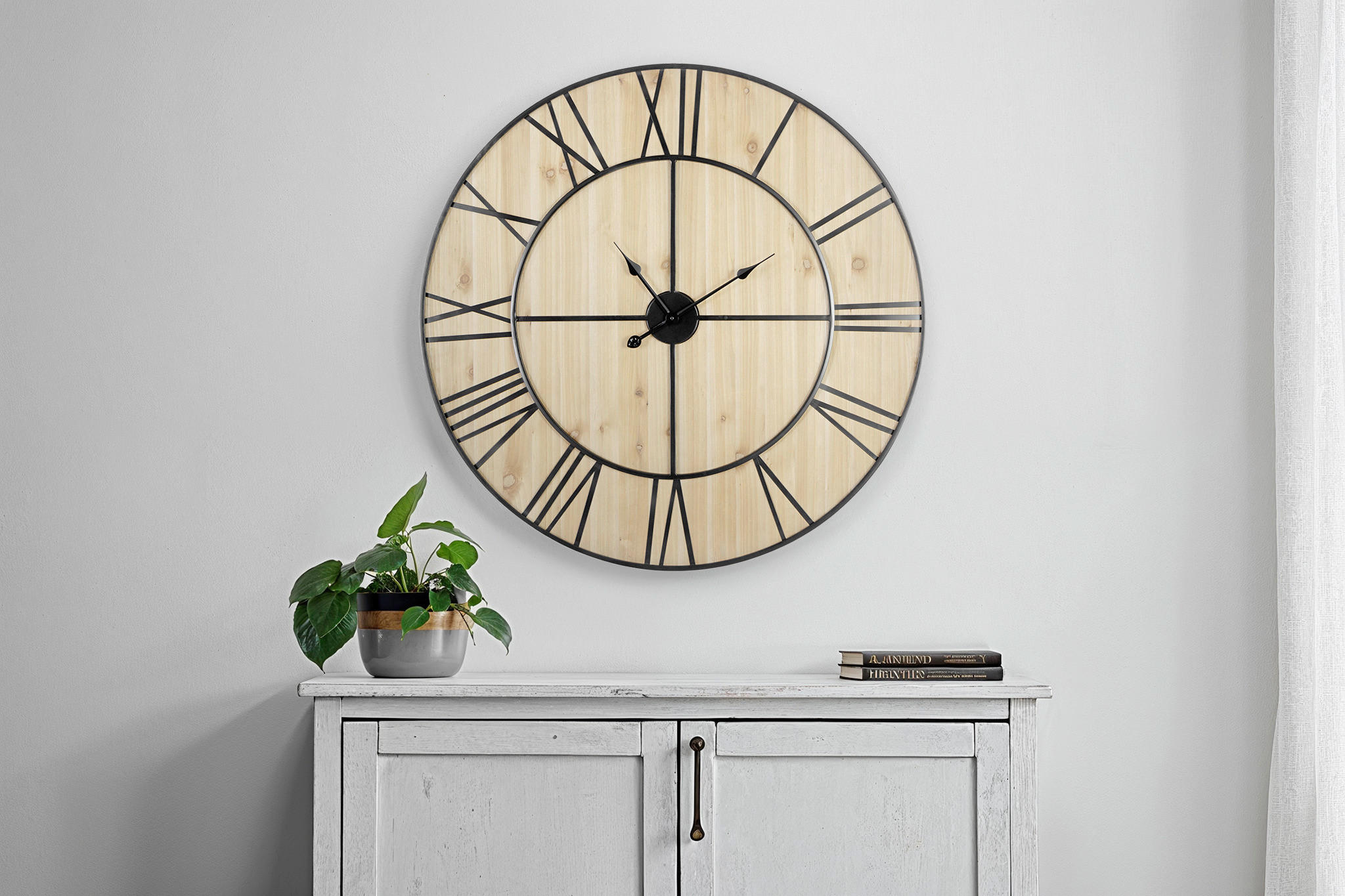 WANDUHR  Naturfarben, Schwarz  - Schwarz/Naturfarben, Design, Holzwerkstoff/Metall (96/96/3cm) - MID.YOU