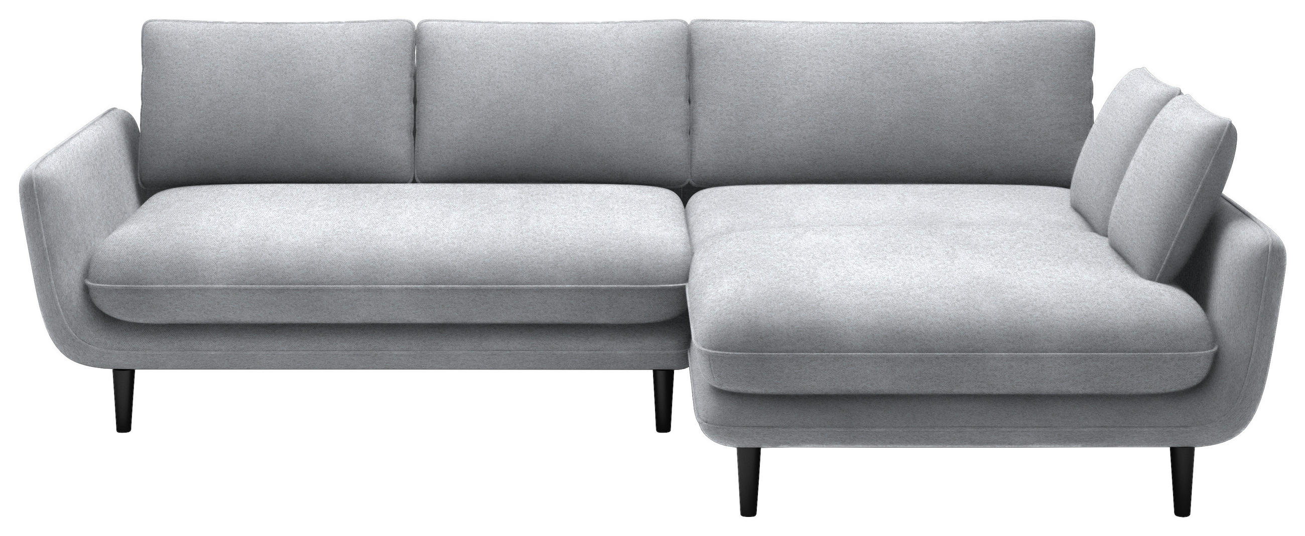 ECKSOFA in Velours Silberfarben  - Silberfarben/Schwarz, Design, Holz/Textil (260/167cm) - Welnova