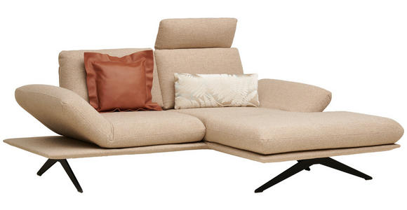ECKSOFA  in Flachgewebe Beige  234/155 cm  - Beige/Schwarz, Design, Textil/Metall (234/155cm) - Dieter Knoll
