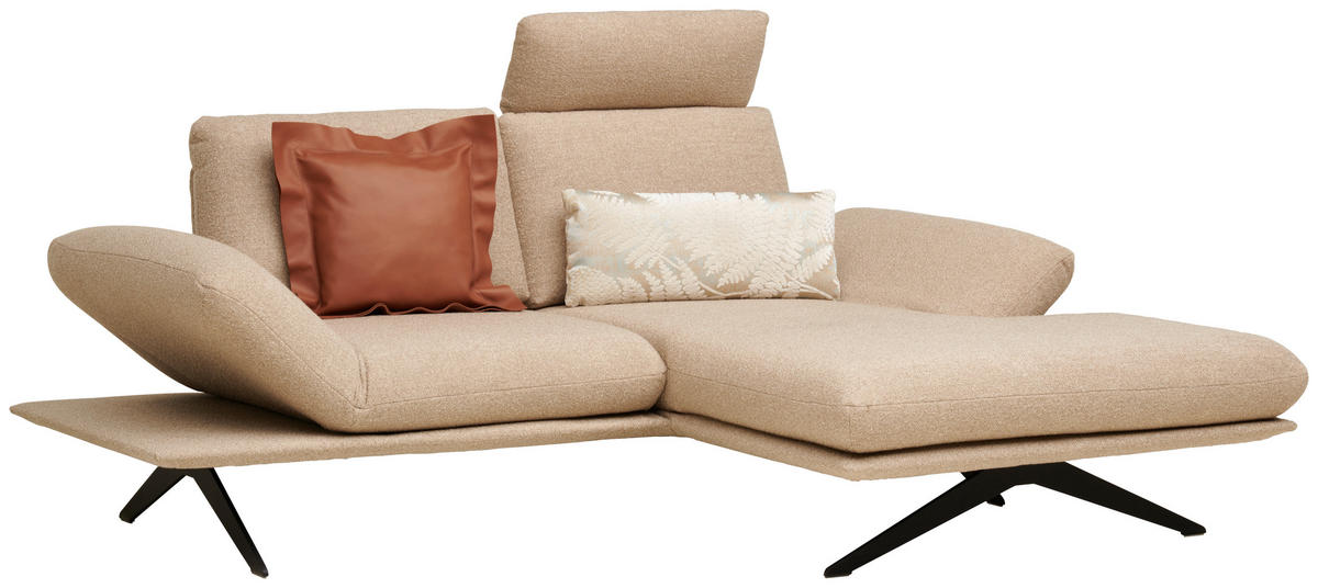 ECKSOFA in Flachgewebe Beige  - Beige/Schwarz, Design, Textil/Metall (234/155cm) - Dieter Knoll