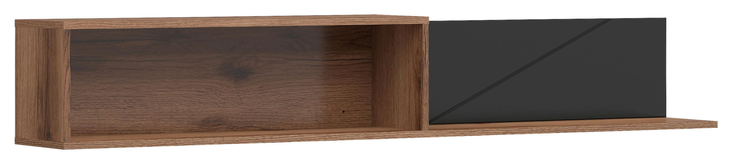 WANDBOARD Schwarz, Eichefarben  - Eichefarben/Schwarz, Design, Holzwerkstoff (156/25/22cm)