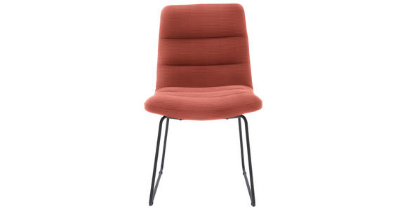 STUHL  in Cord Textil  - Aprikose/Schwarz, Design, Textil/Metall (52/88/66cm) - Dieter Knoll