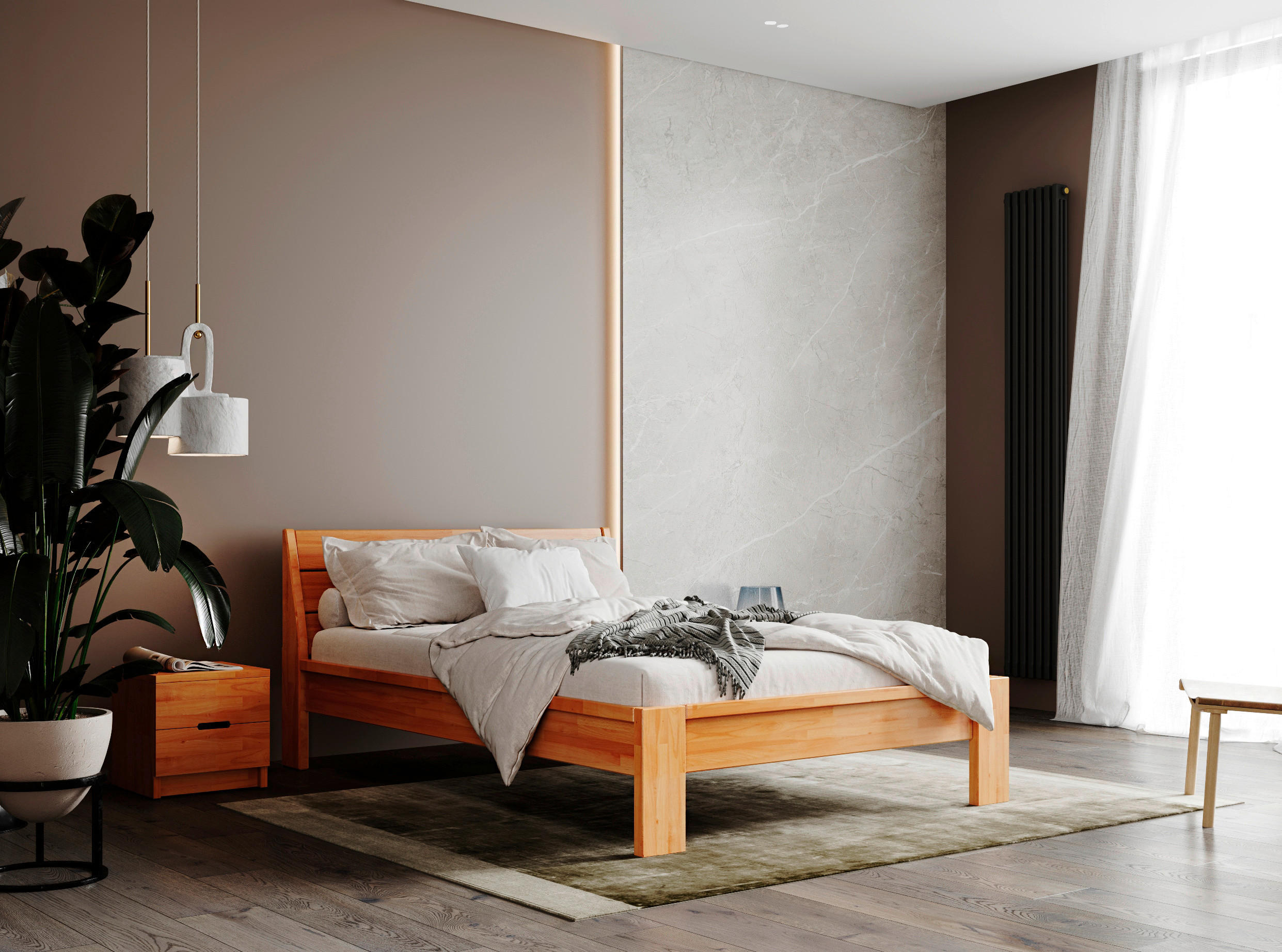 ÁGY 140/200 cm  geszt bükk  - geszt bükk, Modern, fa (140/200cm) - MID.YOU