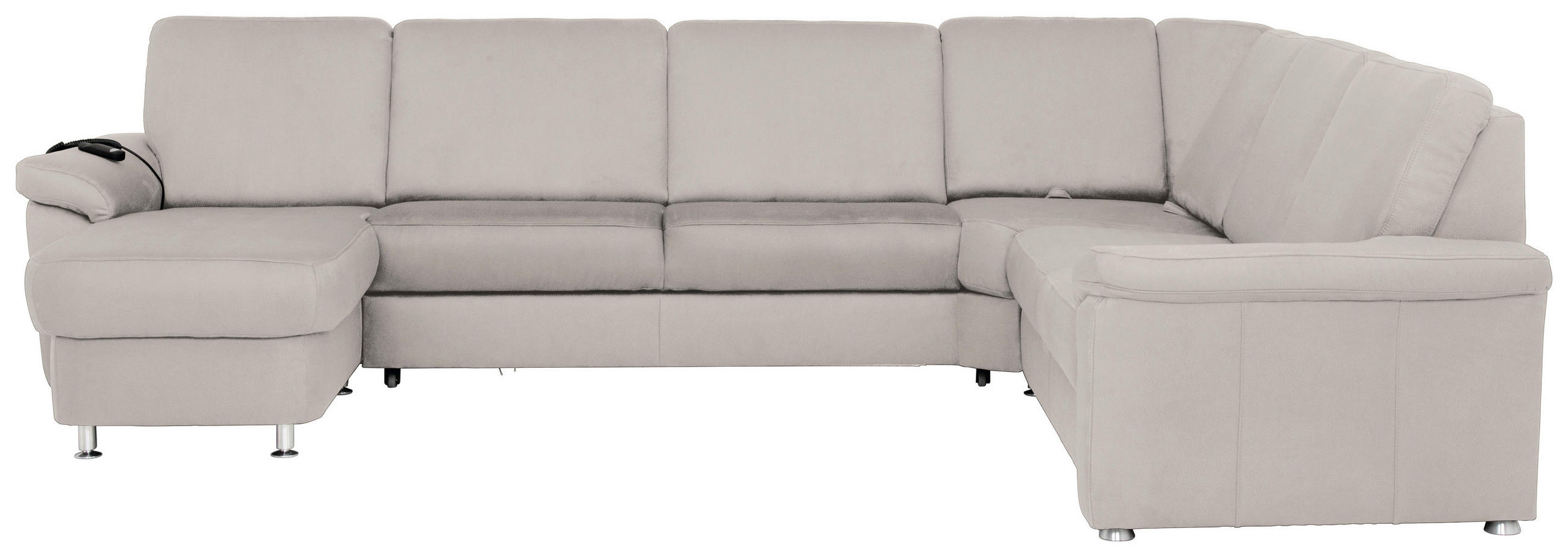 WOHNLANDSCHAFT Creme Flachgewebe - Chromfarben/Creme, KONVENTIONELL, Textil/Metall (163/330/240cm) - Beldomo System