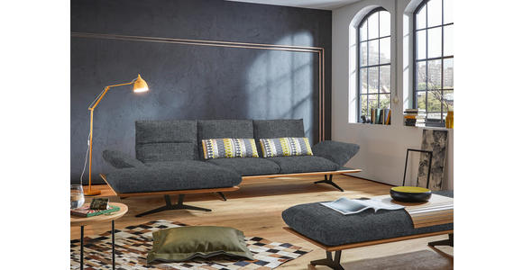 ECKSOFA in Flachgewebe Dunkelgrau 159/314 cm - Dunkelgrau/Schwarz, Design, Holz/Textil (159/314cm) - Dieter Knoll