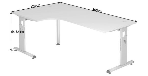 ECKSCHREIBTISCH 200/120/65-85 cm  in Weiß  - Silberfarben/Weiß, KONVENTIONELL, Holzwerkstoff/Metall (200/120/65-85cm) - Venda