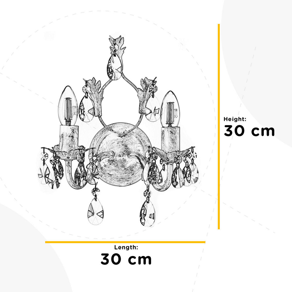 WANDLEUCHTE 30/30/20 cm   - Bronzefarben, KONVENTIONELL, Glas/Metall (30/30/20cm)