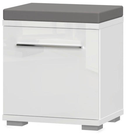 GARDEROBNA KLOP bela, bela, visoki sijaj - siva/bela, Moderno, umetna masa/leseni material (46/53/35cm) - Voleo