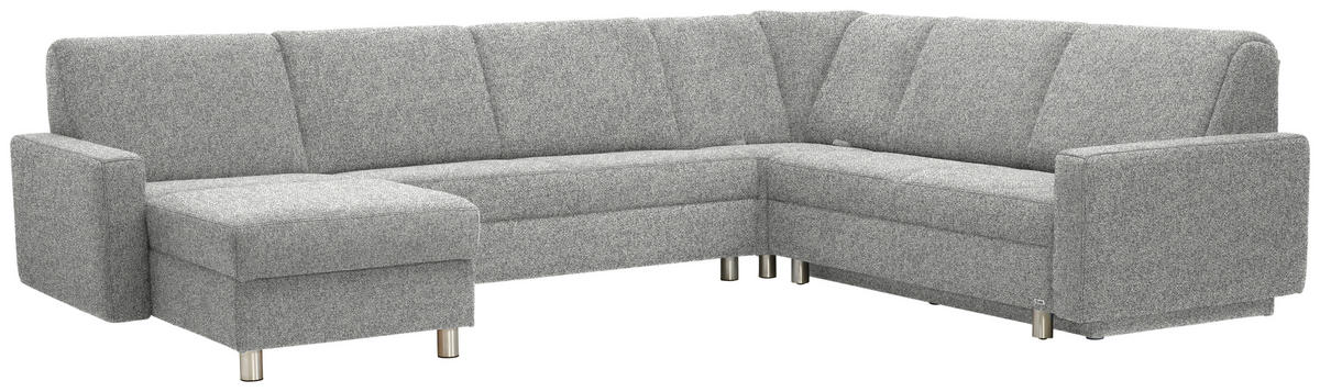 WOHNLANDSCHAFT  in Mikrovelours Naturfarben  - Alufarben/Naturfarben, KONVENTIONELL, Kunststoff/Textil (158/322/236cm) - Sedda