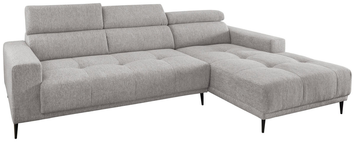 ECKSOFA in Chenille Grau  276/188 cm  - Schwarz/Grau, KONVENTIONELL, Textil/Metall (276/188cm) - Livetastic