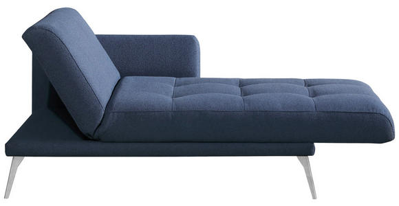 RÉCAMIERE Dunkelblau Flachgewebe - Chromfarben/Dunkelblau, KONVENTIONELL, Textil/Metall (200/85/106cm) - Novel