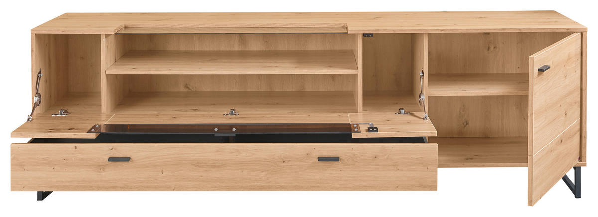 TV-ELEMENT - Dunkelgrau/Eiche Artisan, Design, Glas/Holzwerkstoff (213,7/66,5/50,2cm) - SetOne by Musterring