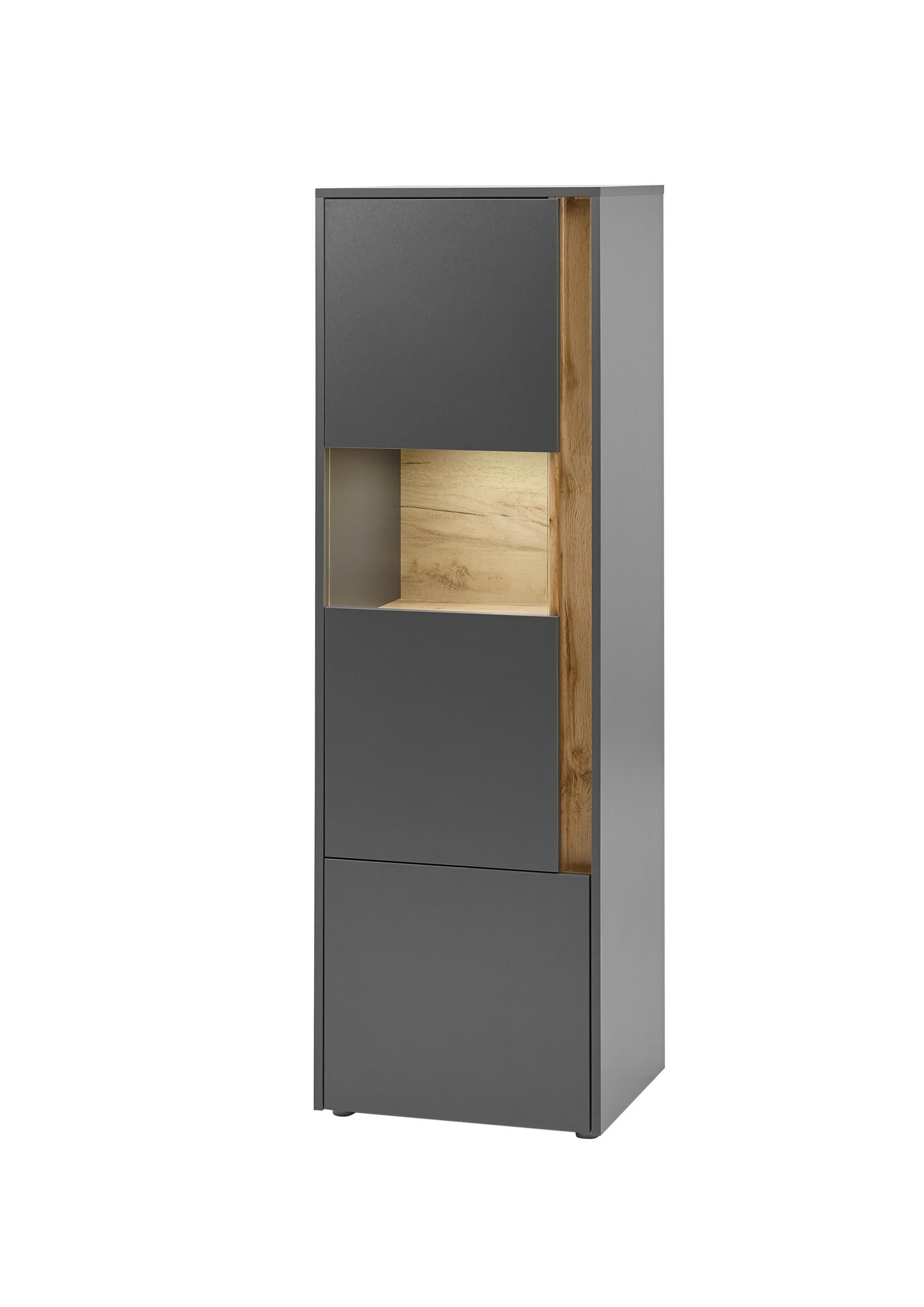VITRINE in Anthrazit, Eiche Wotan  - Anthrazit/Eiche Wotan, Design, Holzwerkstoff/Kunststoff (50/157/40cm) - Modante