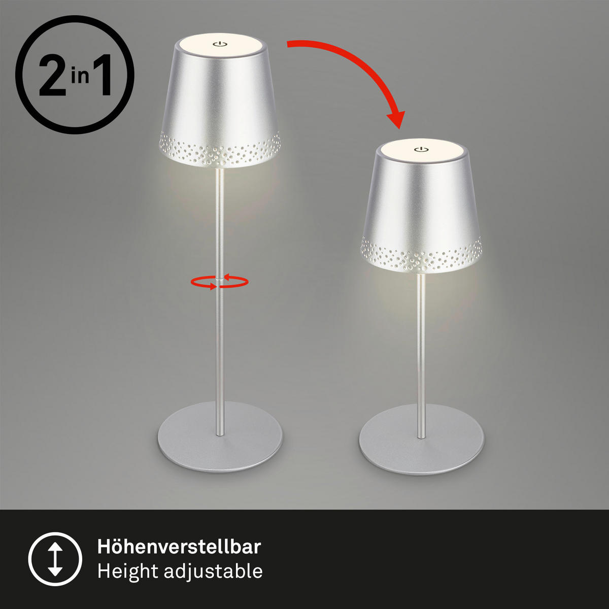 PUNJIVA STONA LAMPA - boja hroma, Trendi, metal (12/22-38cm)