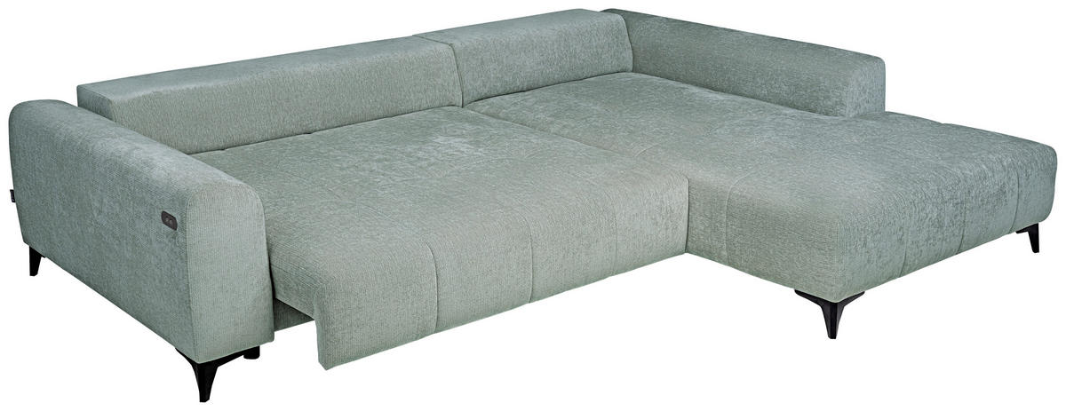 ECKSOFA  in Chenille Hellgrau  279/222 cm  - Hellgrau/Schwarz, KONVENTIONELL, Kunststoff/Textil (279/222cm) - Hom`in