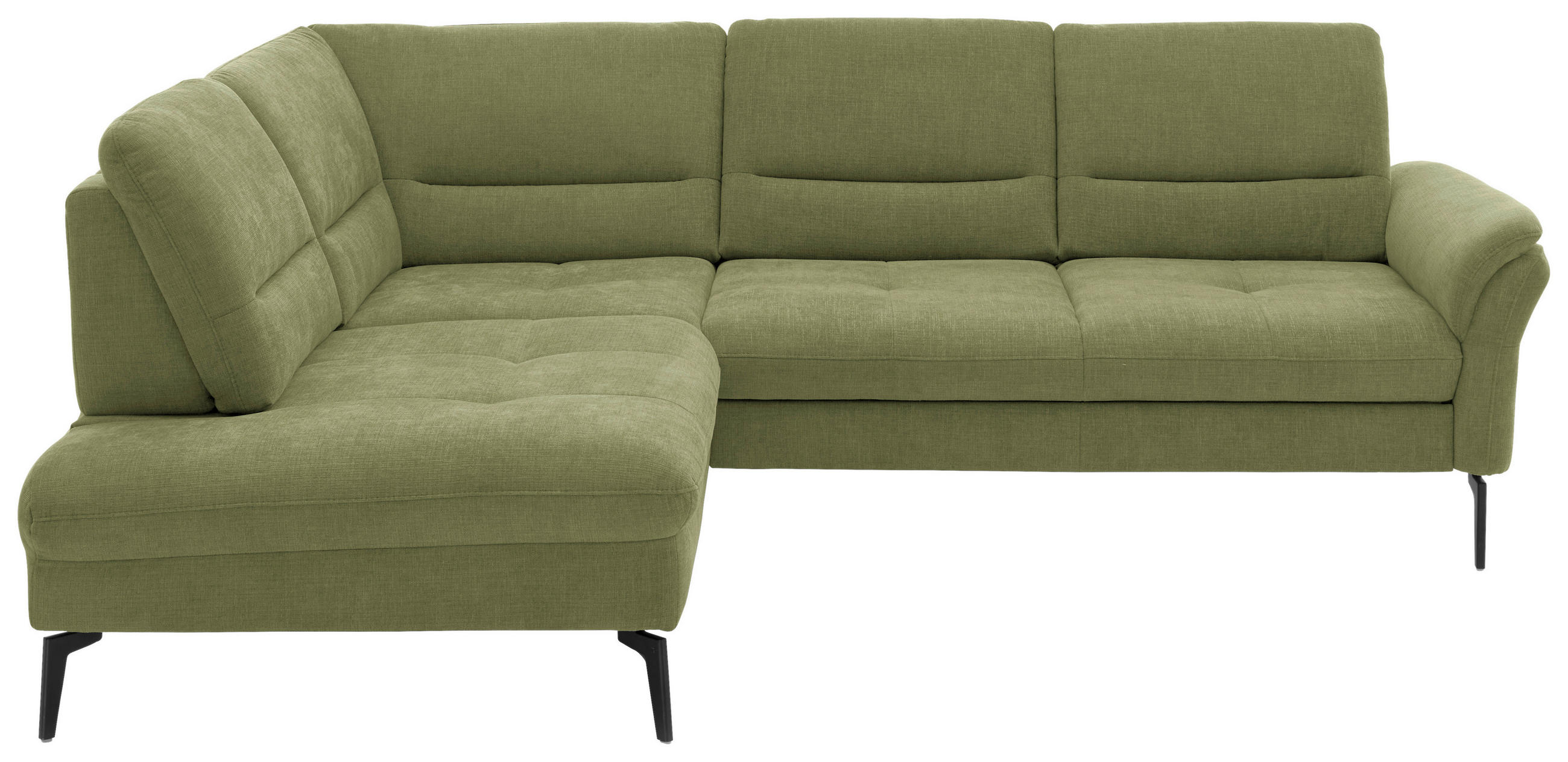 ECKSOFA in Webstoff Grün  - Schwarz/Grün, Design, Textil/Metall (206/256cm) - Beldomo System