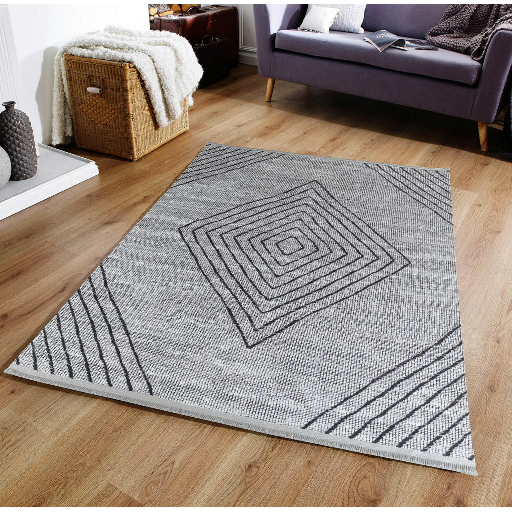 Thumbnail - Xxxl Webteppich Efe, Grau, Textil, Streifen, rechteckig, 160x230 cm, Oeko-Tex® Standard 100, für Fußbodenheizung geeigne...
