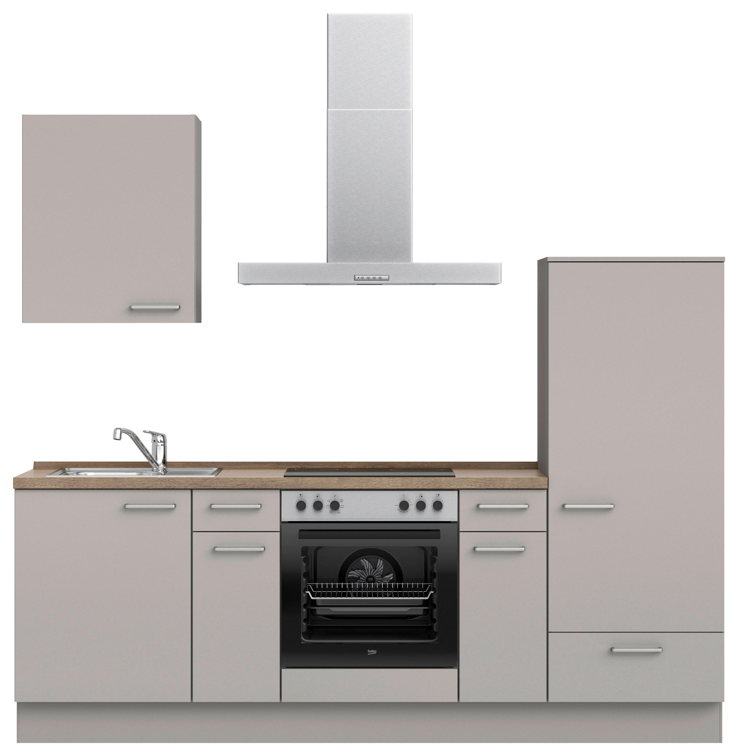 KÜCHENLEERBLOCK 240 cm   in Grau, Eiche dunkel  - Eiche dunkel/Edelstahlfarben, MODERN, Holzwerkstoff/Metall (240cm) - Nobilia