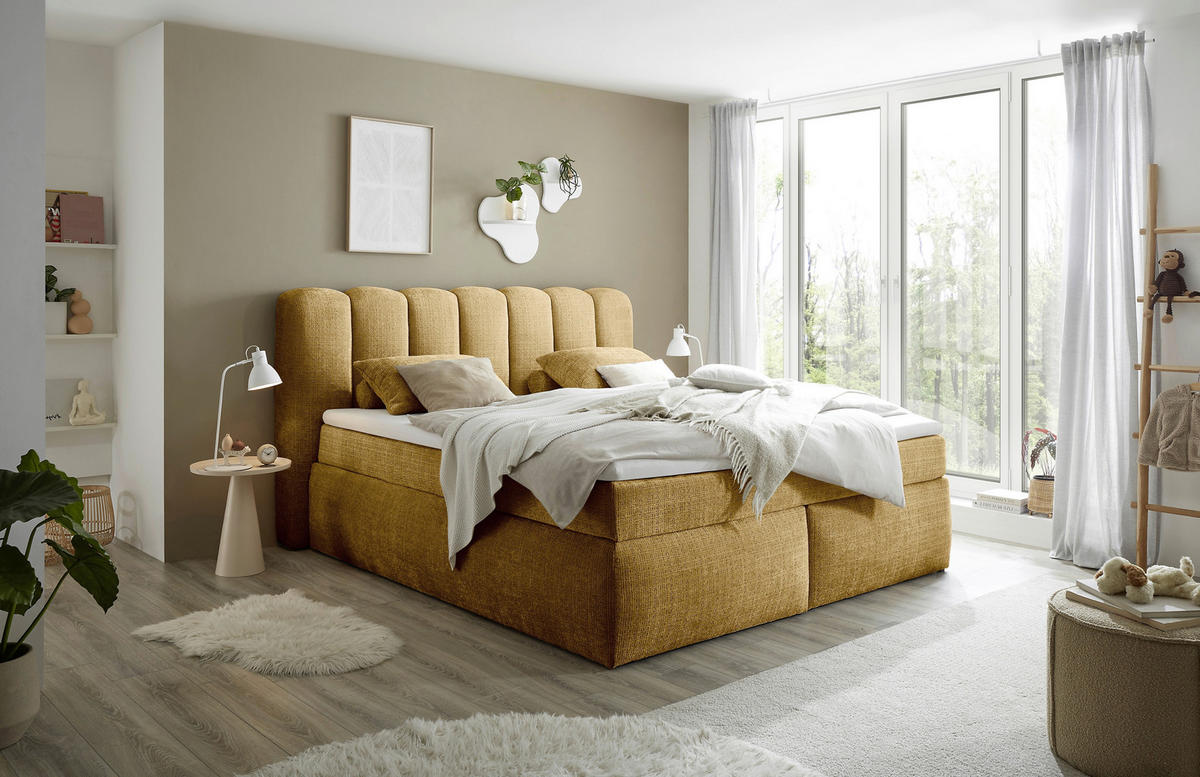 BOXSPRINGBETT 200/220 cm  in Goldfarben  - Goldfarben/Schwarz, LIFESTYLE, Holzwerkstoff/Kunststoff (200/220cm) - Boxxx