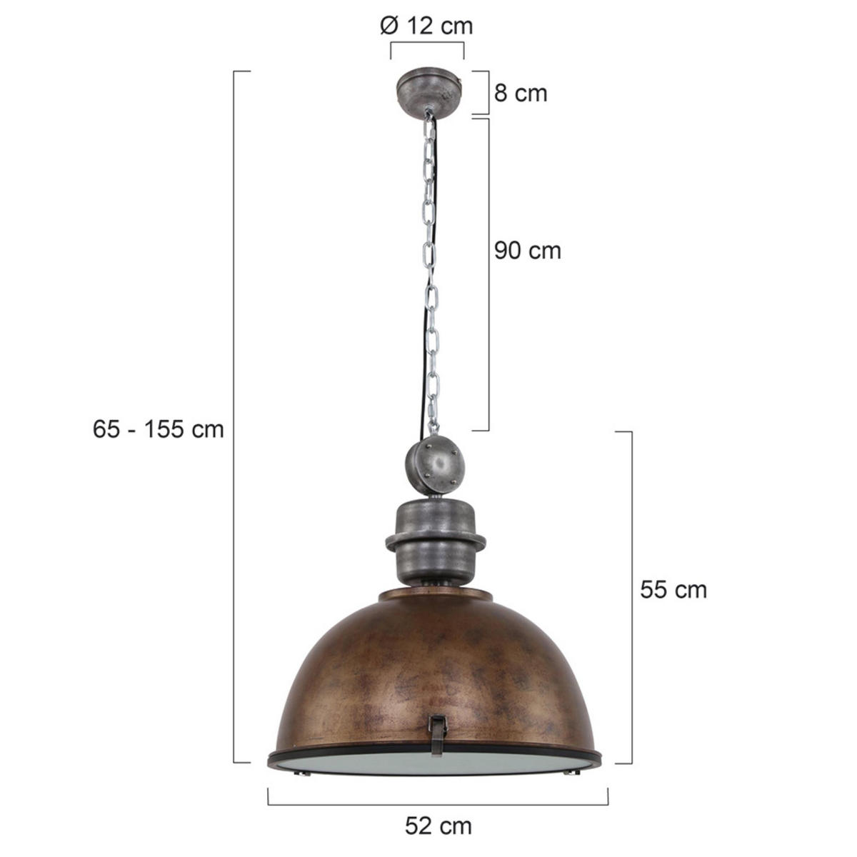 PENDELLEUCHTE  52/153/52 cm   - Braun, Trend, Glas/Metall (52/153/52cm)