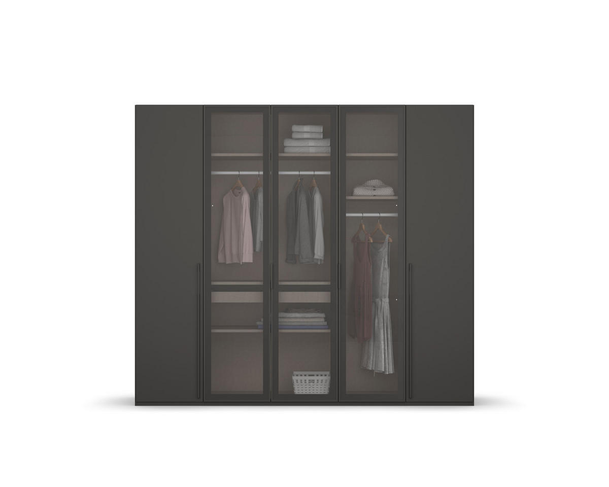 DREHTÜRENSCHRANK in Graphitfarben  - Graphitfarben, Trend, Glas/Holzwerkstoff (251/235/60cm) - Novel