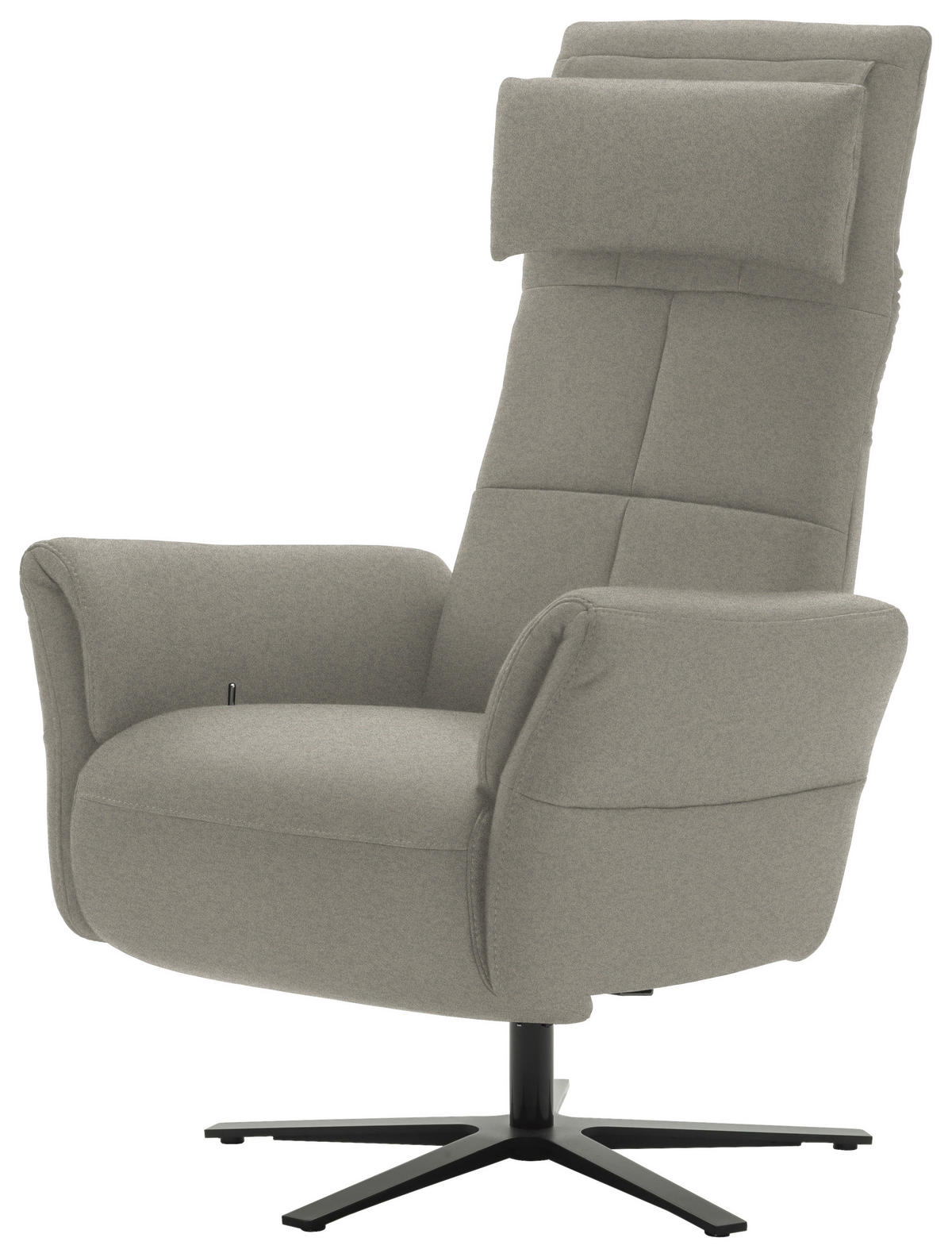 RELAXSESSEL Echtleder Relaxfunktion, Kopfteilverstellung, Nackenkissen    - Hellgrau/Schwarz, Design, Leder/Metall (81/118/82cm) - Schöner Wohnen