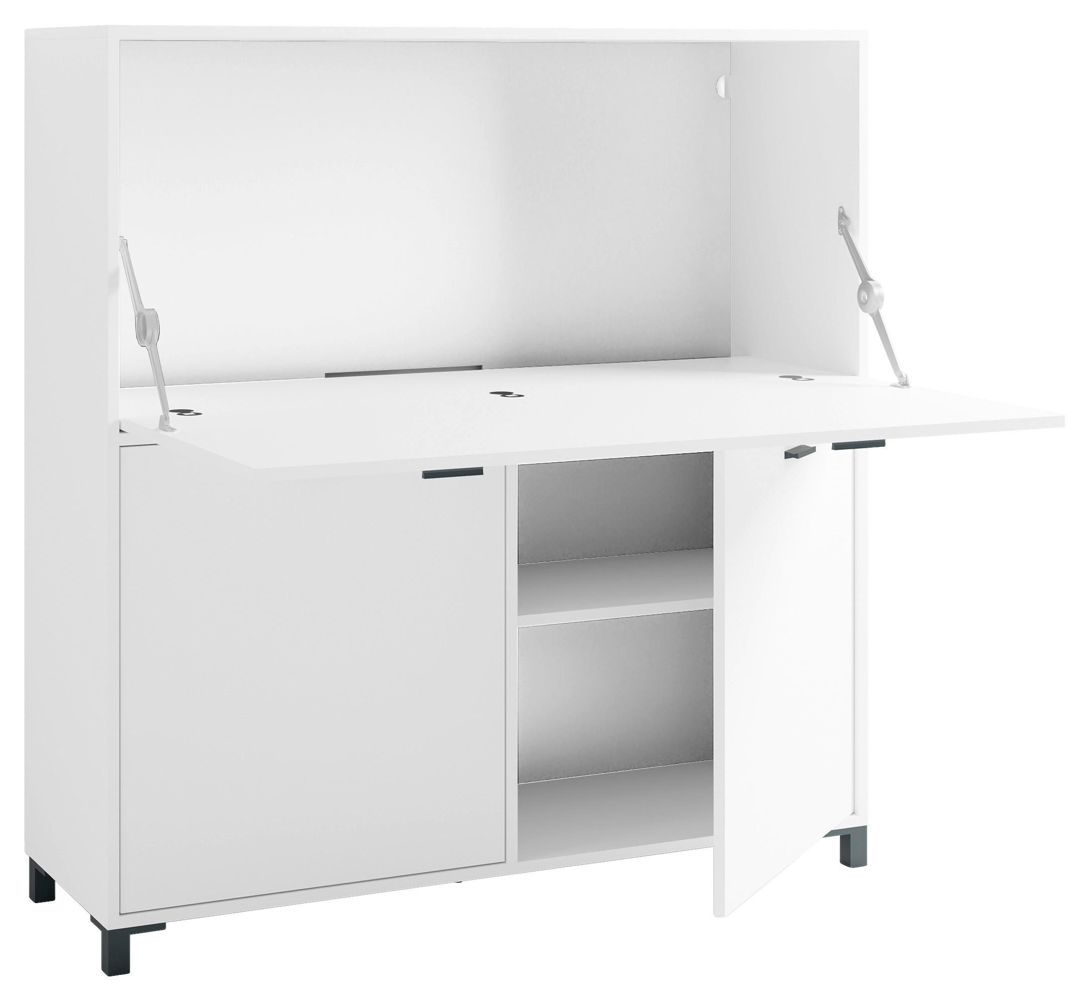 Sekretär Montana B: 120 Cm Inkl. Stauraum, Weiß, Schwarz