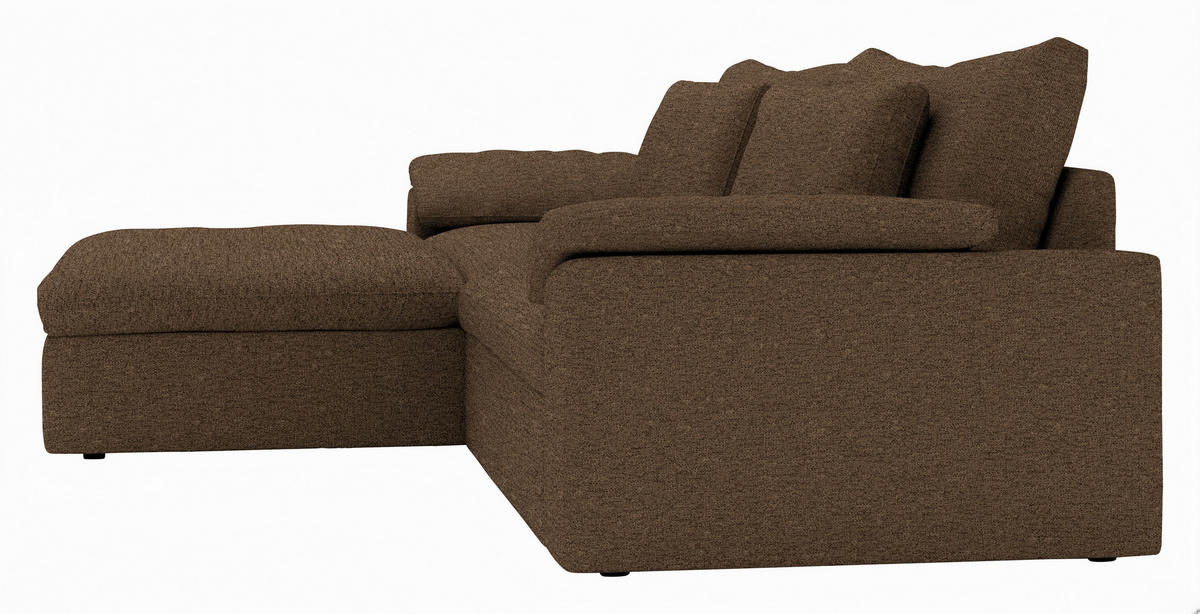 ECKSOFA Flachgewebe Dunkelbraun  - Dunkelbraun/Schwarz, Modern, Kunststoff/Textil (198/306cm) - Carryhome