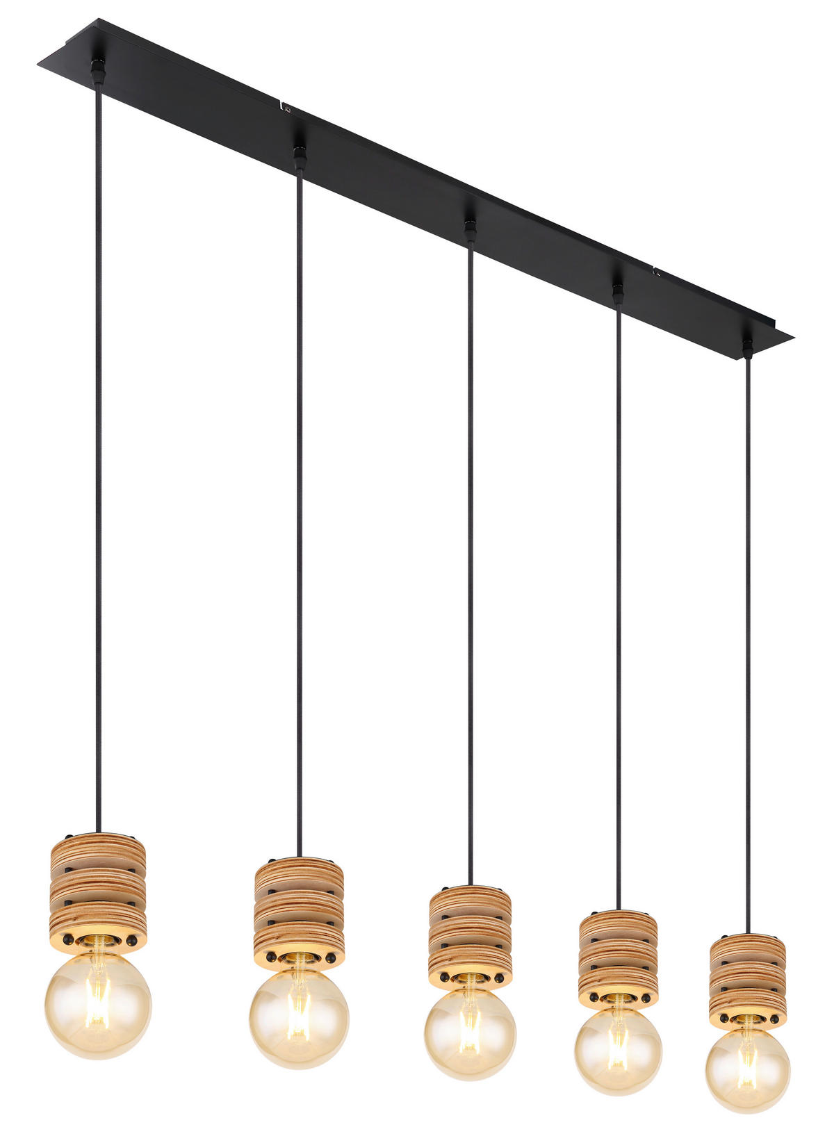 HÄNGELEUCHTE 116/10/120 cm    - Schwarz/Braun, Konventionell, Holzwerkstoff/Metall (116/10/120cm) - Globo