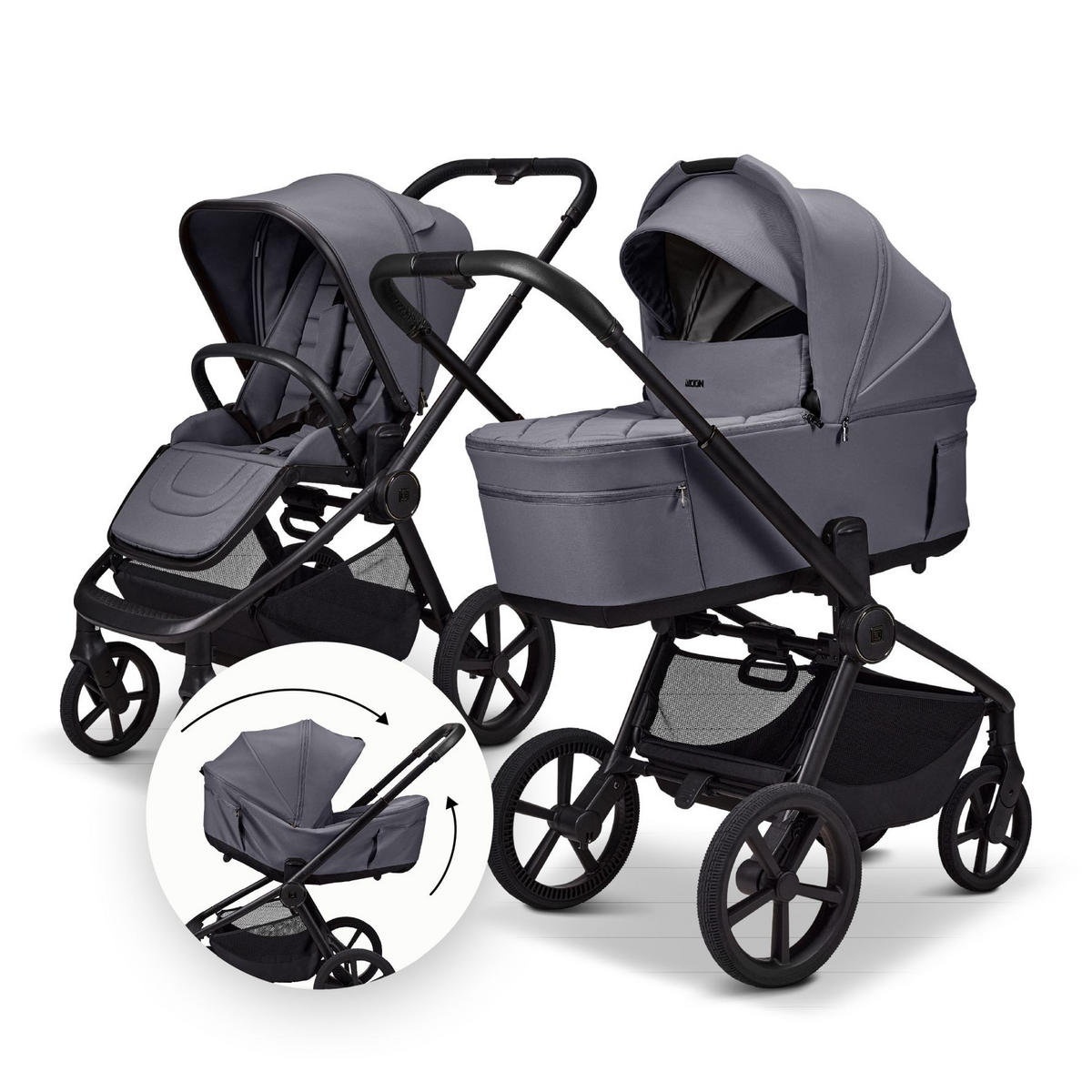 KOMBIKINDERWAGEN  Resea Fold   - Hellgrau/Braun, LIFESTYLE, Textil/Metall (116/57/94cm) - Moon