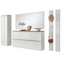 GARDEROBE 6-teilig  in 285/195/31 cm  - Weiss, Design, Glas/Holz (285/195/31cm)