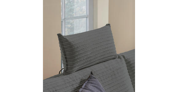 ECKSOFA Grau Cord Zierkissen, Rückenkissen, Rücken echt  - Schwarz/Grau, KONVENTIONELL, Textil/Metall (173/276cm) - Carryhome