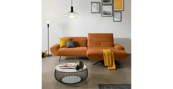 ECKSOFA  in Teddystoff Cognac  280/170-195 cm  - Cognac/Schwarz, Design, Textil/Metall (280/170-195cm) - Dieter Knoll