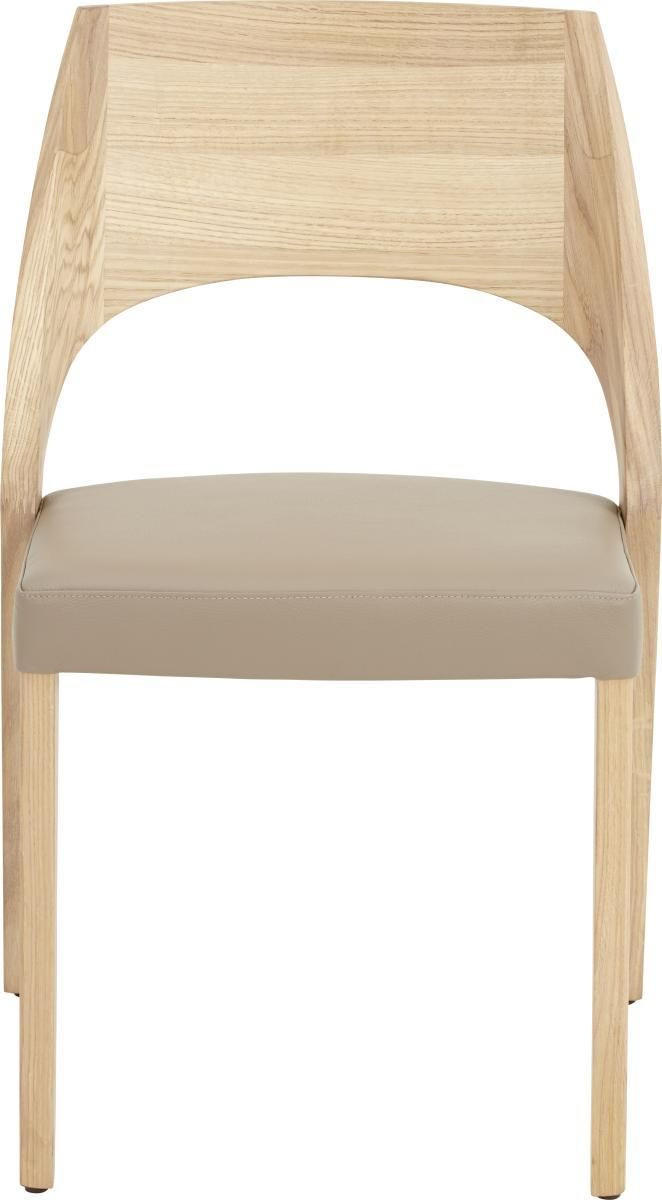 STUHL Echtleder Eichefarben, Hellbraun Wildeiche massiv  - Hellbraun/Eichefarben, Natur, Leder/Holz (54/86/61cm) - Voglauer