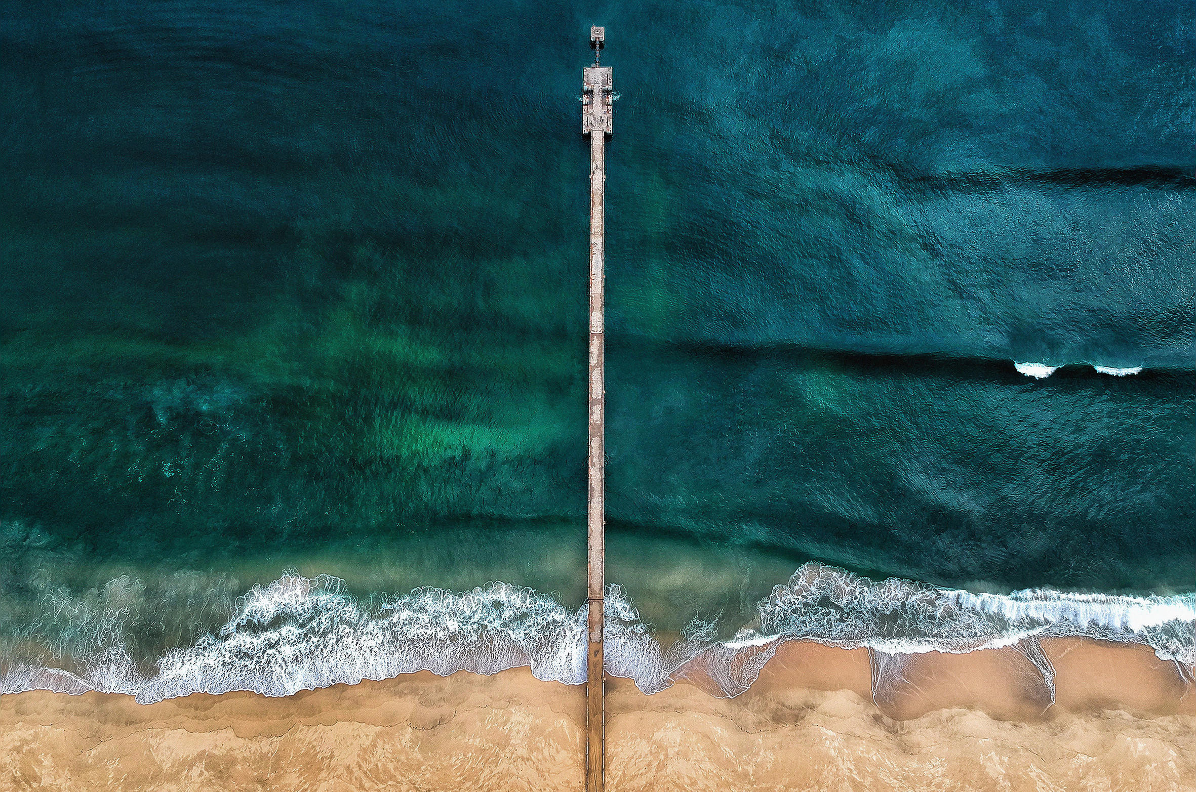ALUMINIUMBILD Landschaft & Natur, Strand & Meer, Wasser 148/98 cm  - Blau/Dunkelgrün, Design, Metall (148/98cm)
